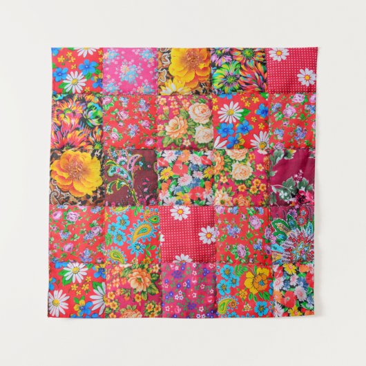 Handmade patchwork quilt with floral pattern as ba wandteppich (Vorderseite)