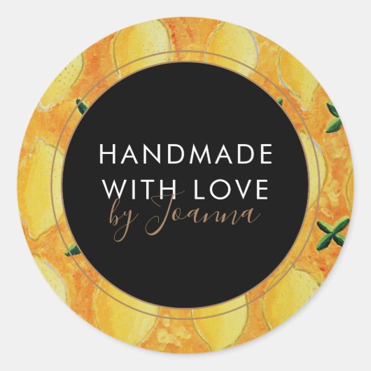 Handmade Product Business Lemon Fruchtlabel Runder Aufkleber (Vorderseite)