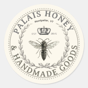 Handmade Products Apiary Honey Queen Wreath Crown Runder Aufkleber
