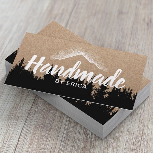 Handmade Products Mountain Logo Rustic Kraft Visitenkarte