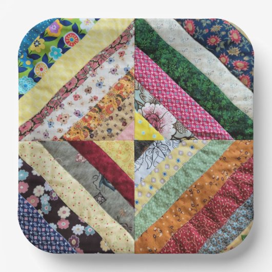 Handmade Quilt Muster Pappteller (Vorderseite)