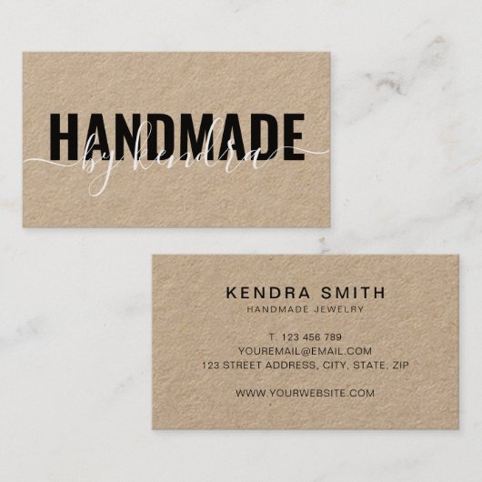 Handmade Rustic Elegant Kraft Visitenkarte (Vorne/Hinten)
