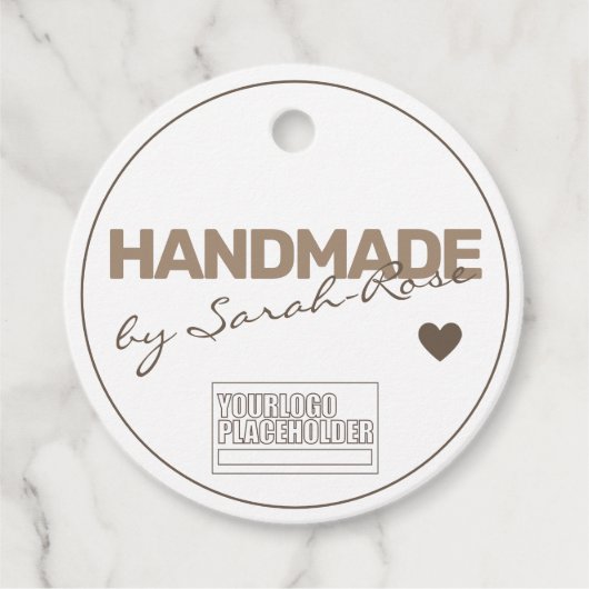 Handmade Rustic Natural Paper Simple Logo Template Geschenkanhänger (Vorderseite)