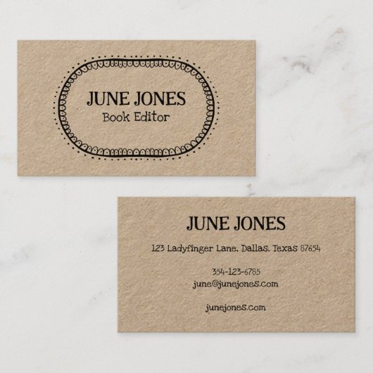 Handmade Schriftart Wonky Chic Custom Whimsical Kr Visitenkarte (Vorne/Hinten)