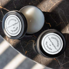 Handmade Script Black Border Product Label Runder Aufkleber