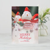 Handmade Snowman Ornament Feiertagskarte (Stehend Vorderseite)