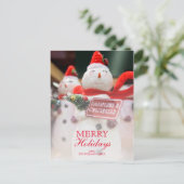 Handmade Snowman Ornament Feiertagspostkarte (Stehend Vorderseite)