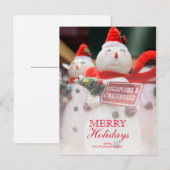 Handmade Snowman Ornament Feiertagspostkarte (Vorne/Hinten)