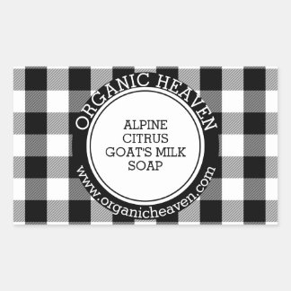 Handmade Soap B&W Lumberjack Kariertes Produktetik Rechteckiger Aufkleber