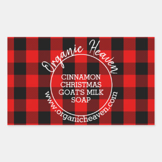 Handmade Soap Lumberjack Kariert Red Product Label Rechteckiger Aufkleber