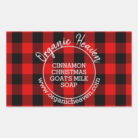 Handmade Soap Lumberjack Kariert Red Product Label Rechteckiger Aufkleber (Vorderseite)