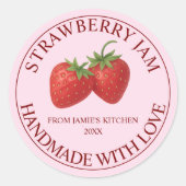 Handmade Strawberry Jam Label Runder Aufkleber (Vorderseite)