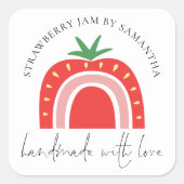 Handmade Strawberry Jam Rainbow Name Quadratischer Aufkleber (Vorderseite)