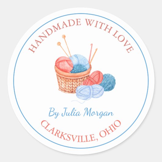 Handmade-Strick Runder Aufkleber (Vorderseite)