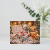 Handmade Teddy Bear with Christmas Gifts and Cozy  Postkarte (Stehend Vorderseite)