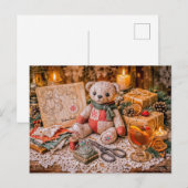Handmade Teddy Bear with Christmas Gifts and Cozy  Postkarte (Vorne/Hinten)