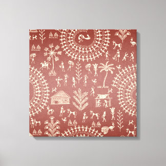Handmade Tribal Warli Folk Art ... Leinwanddruck