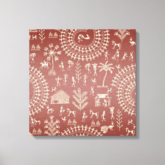 Handmade Tribal Warli Folk Art ... Leinwanddruck (Vorderseite)