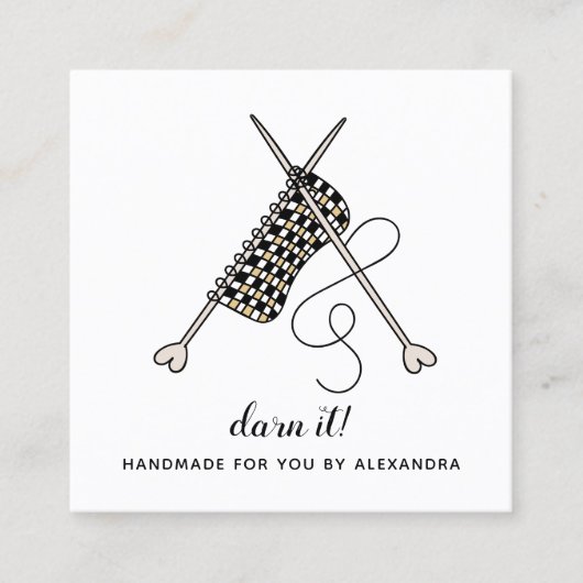 Handmade-Visitenkarte für die Knitternadel Quadratische Visitenkarte (Vorderseite)