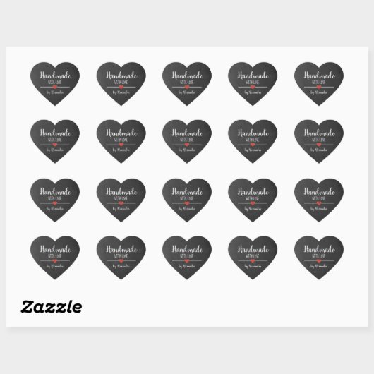 Handmade with Liebe chalkboard script personalisie Herz-Aufkleber (Blatt)