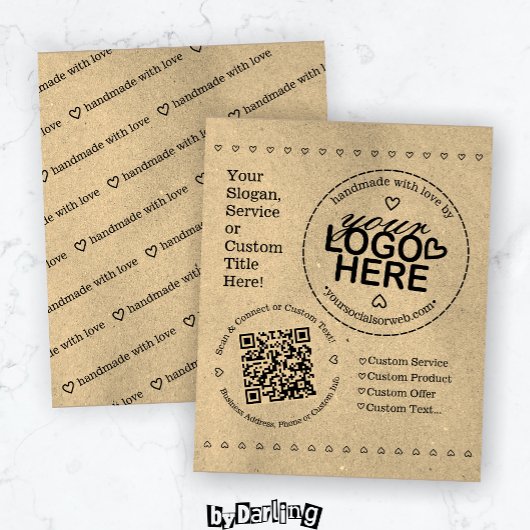 Handmade with Liebe Custom Logo QR Code Rustikal Flyer