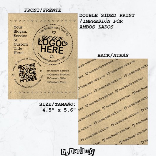 Handmade with Liebe Custom Logo QR Code Rustikal Flyer