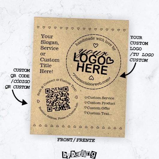 Handmade with Liebe Custom Logo QR Code Rustikal Flyer