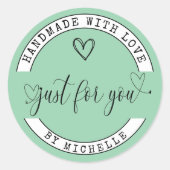 Handmade with Liebe Green Elegant Script Sticker (Vorderseite)