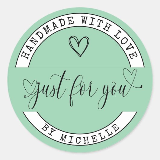Handmade with Liebe Green Elegant Script Sticker (Vorderseite)