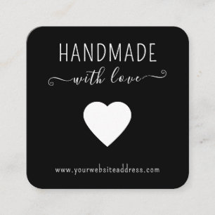 Handmade with Liebe Heart Social Media QR-Logo Quadratische Visitenkarte