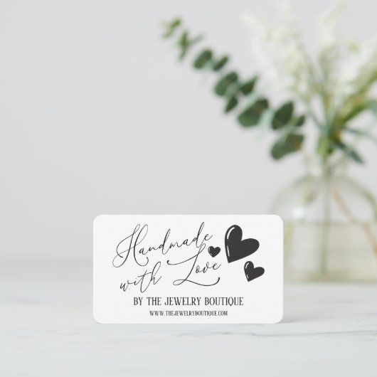 Handmade with Liebe Hearts Script Etsy Zuhause Cra Visitenkarte (Stehend Vorderseite)