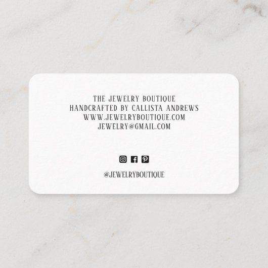 Handmade with Liebe Hearts Script Etsy Zuhause Cra Visitenkarte (Rückseite)