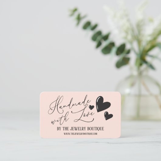 Handmade with Liebe Hearts Script Etsy Zuhause Cra Visitenkarte (Stehend Vorderseite)