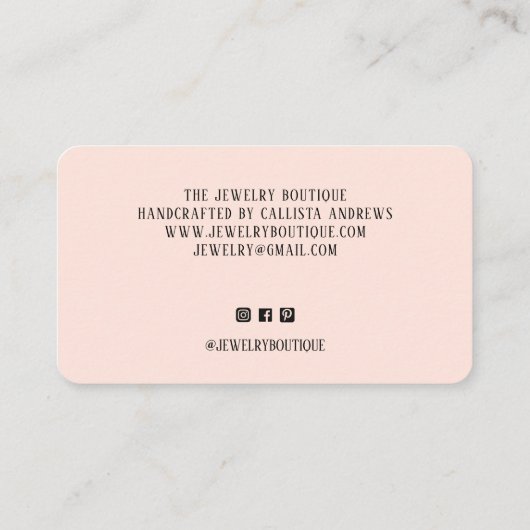 Handmade with Liebe Hearts Script Etsy Zuhause Cra Visitenkarte (Rückseite)