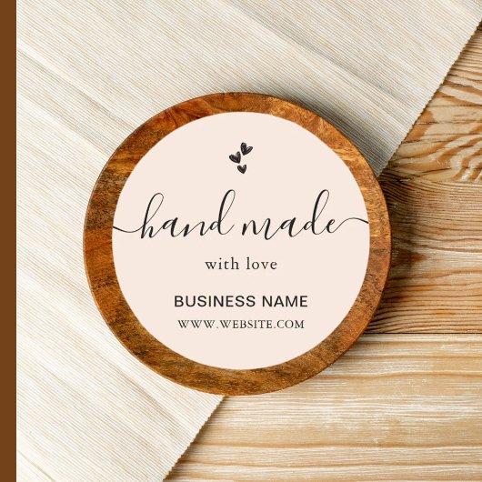 Handmade with Liebe Heft Custom Business Name URL Runder Aufkleber