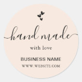 Handmade with Liebe Heft Custom Business Name URL Runder Aufkleber (Vorderseite)