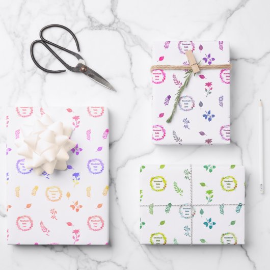 "Handmade with Liebe" - Set für helles Schleifpapi Geschenkpapier Set (Vorderseite)