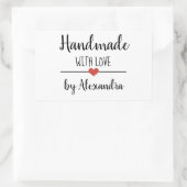 Handmade with Liebe white script custom Rechteckiger Aufkleber (Tasche)