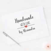 Handmade with Liebe white script custom Rechteckiger Aufkleber (Umschlag)