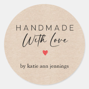 Handmade With Love Aufkleber Kraft mit Liebe Etike