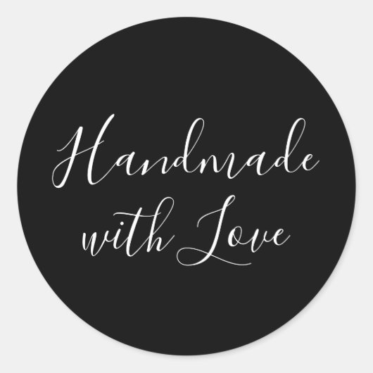 Handmade with Love | Black and White Sticker (Vorderseite)