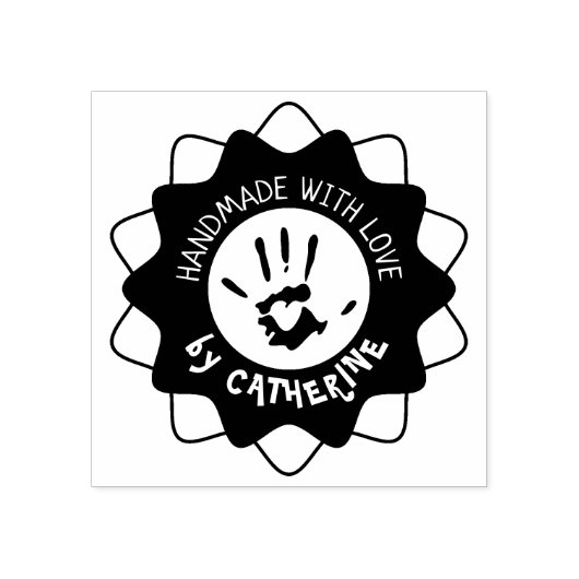 Handmade with love by (custom name)   gummistempel (Prägung)