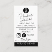 Handmade With Love Care Instructions Card Visitenkarte (Vorderseite)