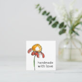 Handmade With Love Coneflower Shop Quadratische Visitenkarte (Stehend Vorderseite)