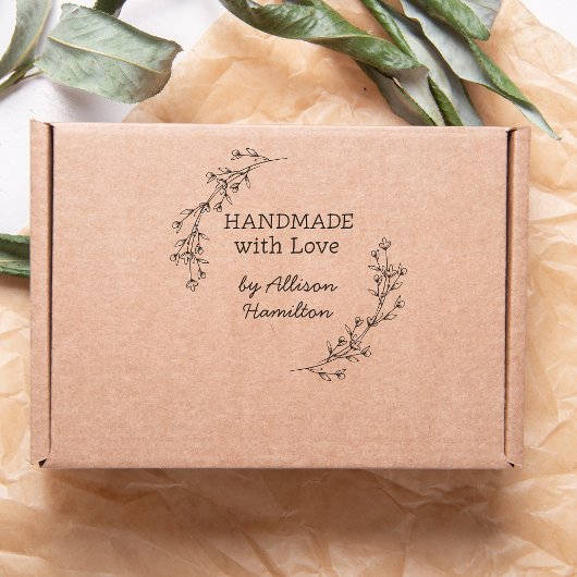 Handmade With Love Doodle Wreath Custom Name Permastempel