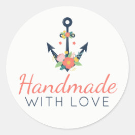 Handmade With Love Floral Anchor Nautical Faith Runder Aufkleber