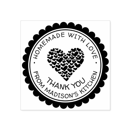 Handmade With Love Heart Thank You Personalized Gummistempel (Prägung)