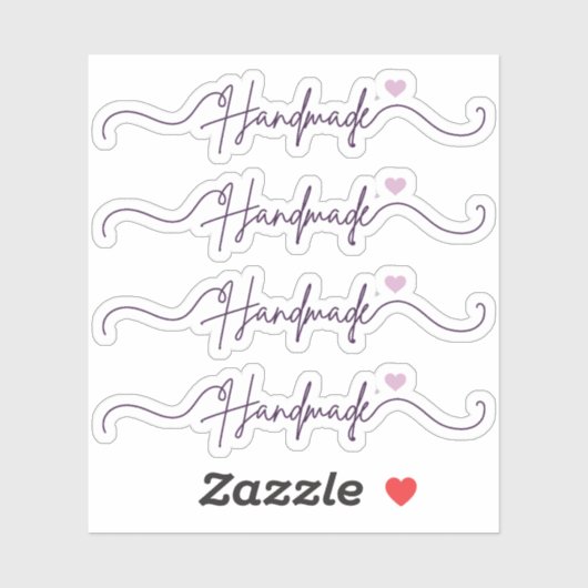 Handmade With Love Purple Small Business Packaging Aufkleber (Blatt)