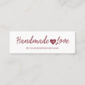 Handmade with Love Quote for Artisans Items in Red Mini Visitenkarte (Vorderseite)