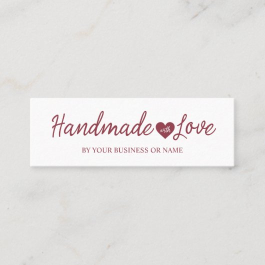 Handmade with Love Quote for Artisans Items in Red Mini Visitenkarte (Vorderseite)